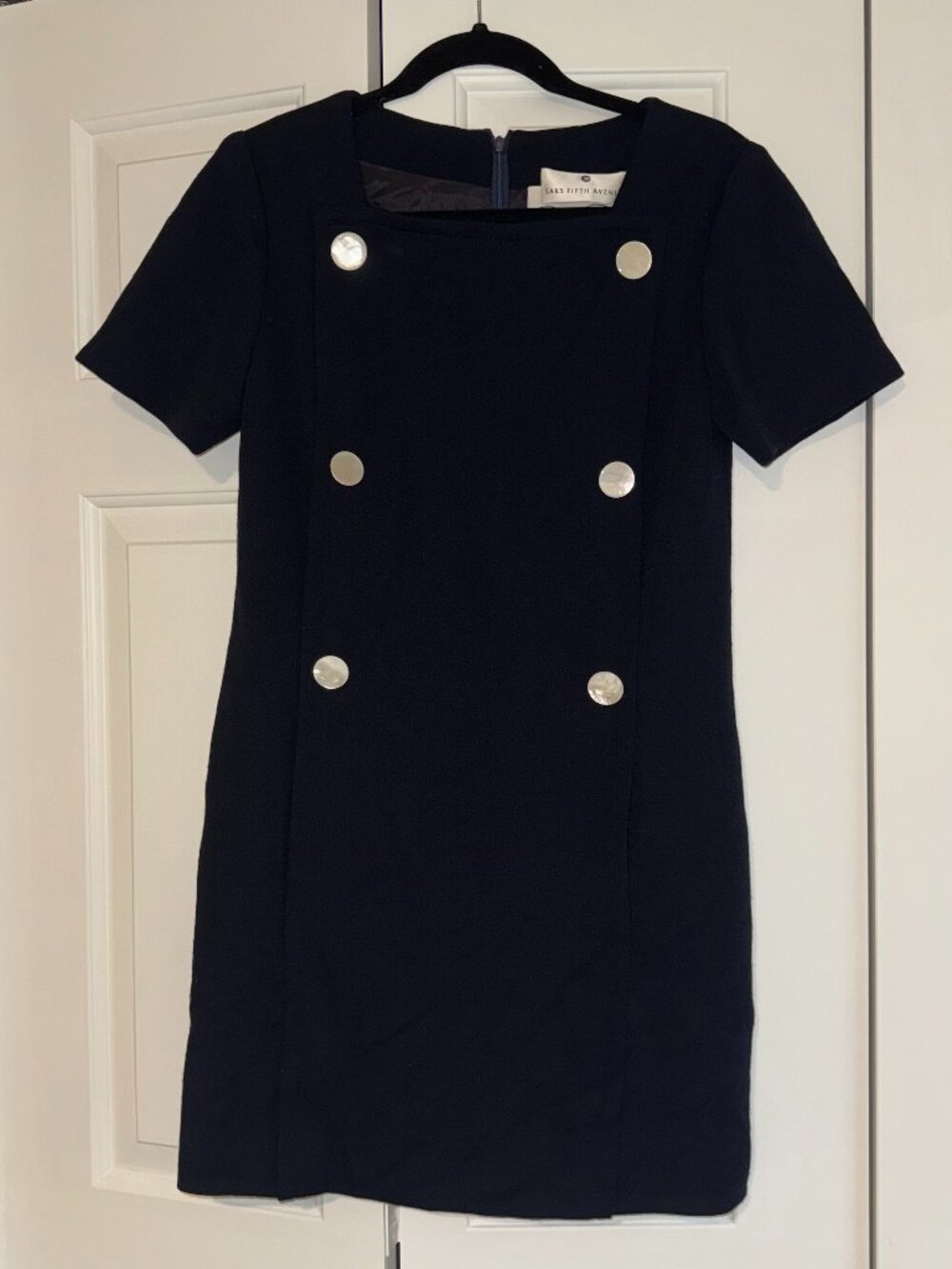 Oscar De La Renta Short Sleeve Navy Mini Dress